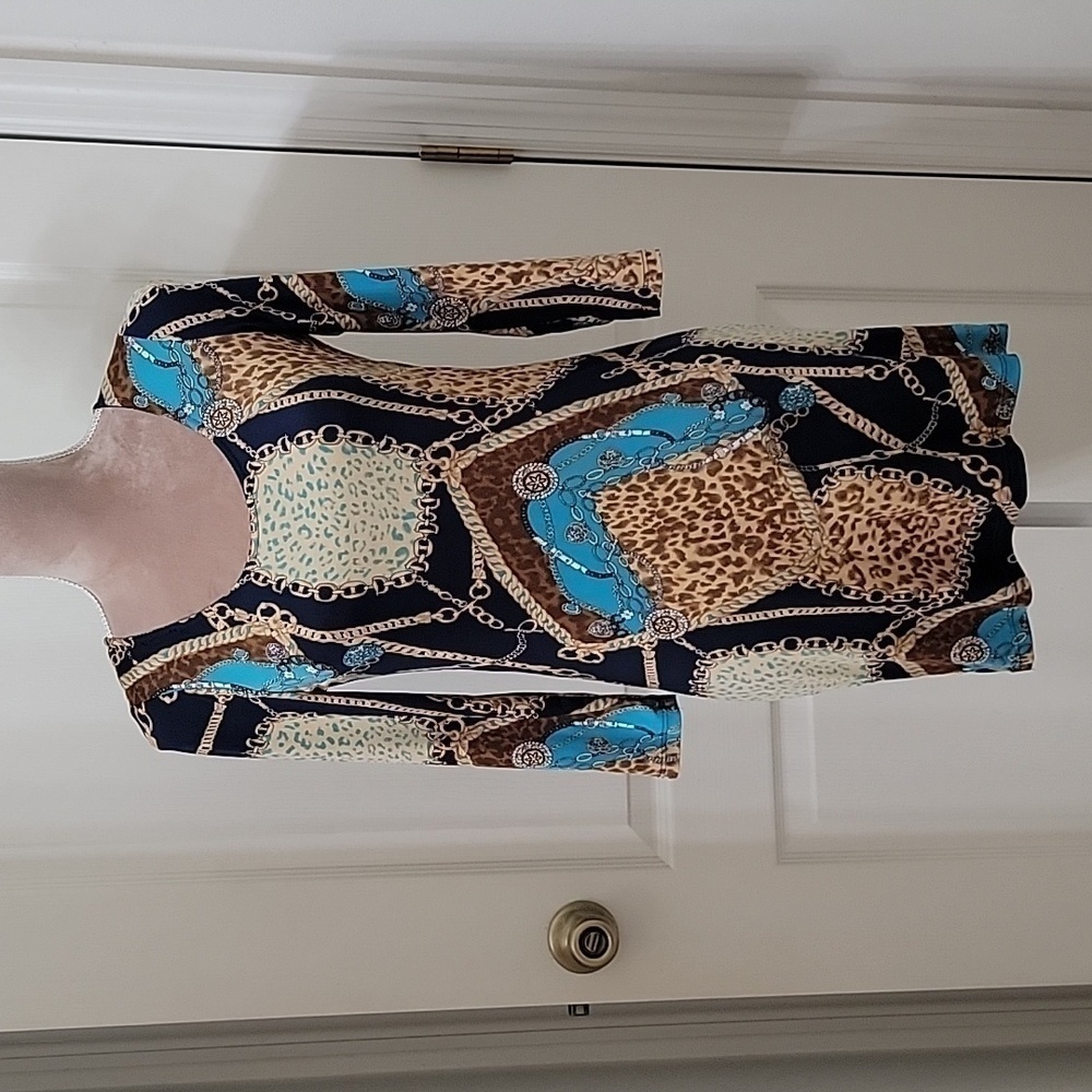 Foreign Exchange Size Unknown Abstract Bodycon Mini Dress, Cutout Back Accent